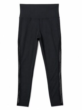 Carbon38 high-rise black leggings breathable open-knit mesh panels xs
